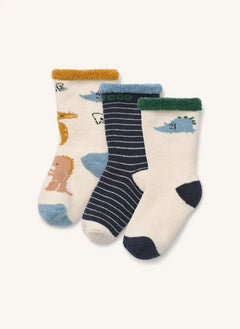 Liewood - 3 Pair Set of Eloy Dinosaur Socks | Beige