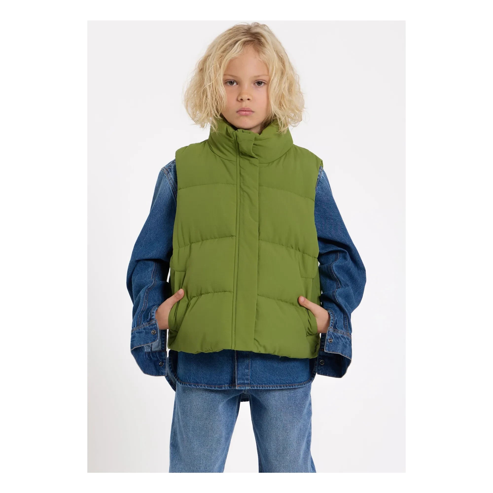 Hundred Pieces - Temper Recycled Fiber Sleeveless Down Jacket | Green