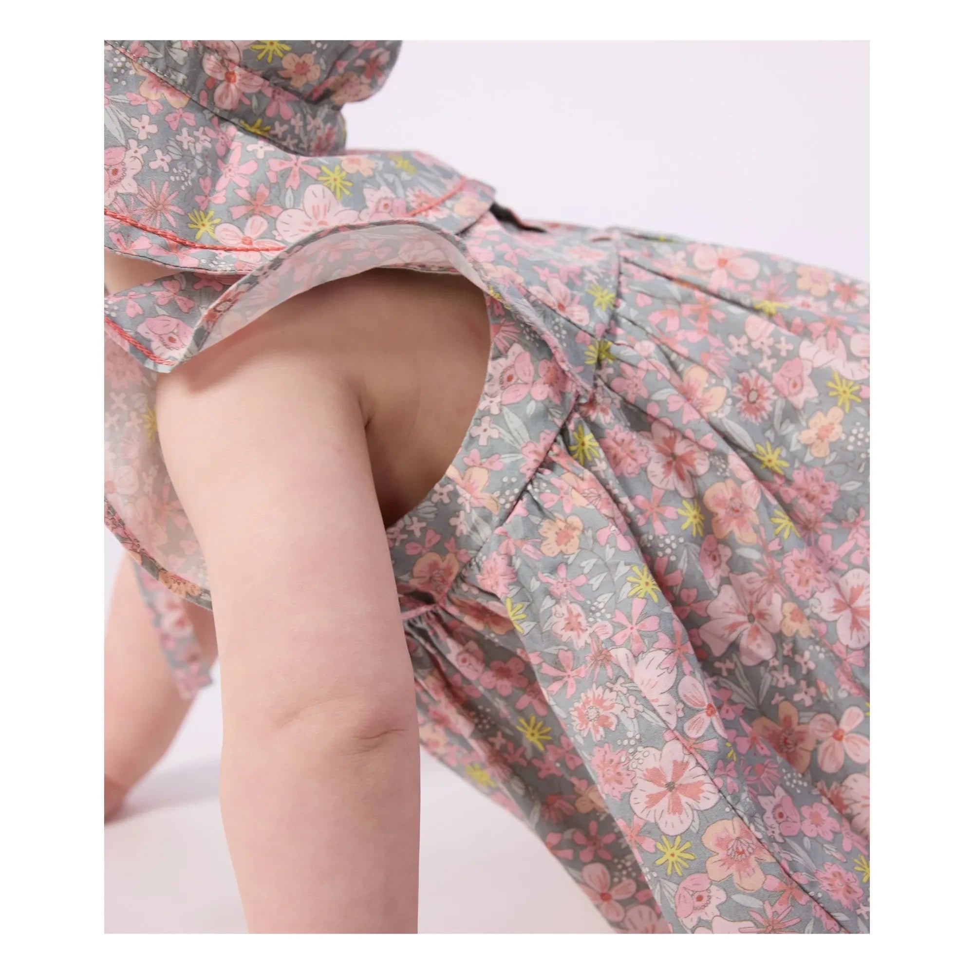 Petit Bateau - Organic cotton floral print dress and bloomer set | Grey Blue
