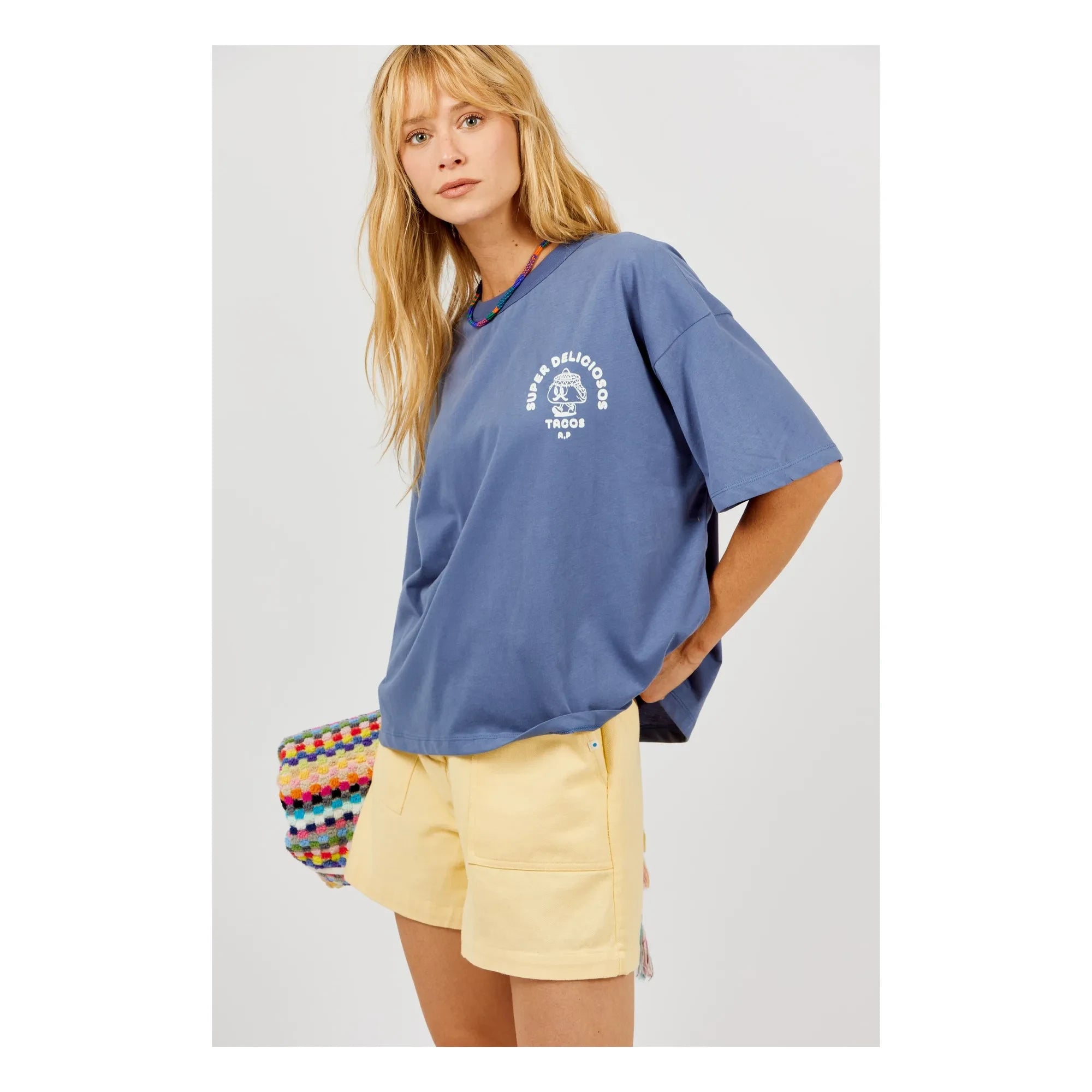 a.p - Super Tacos Organic Cotton T-Shirt | Night Blue