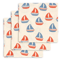 Konges Sløjd - Ahoy Organic Cotton Baby Diaper - 3-piece Set | Red