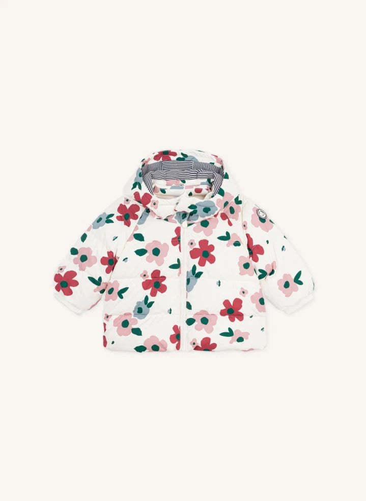 Petit Bateau - Bebek Çiçek Desenli Şişme Mont | Ecru
