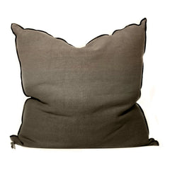 Maison de Vacances - Vice Versa Black Line Stone-Washed Linen Pillow | Khaki