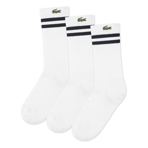 Lacoste - 3 Pairs of Organic Cotton Logo Socks | White