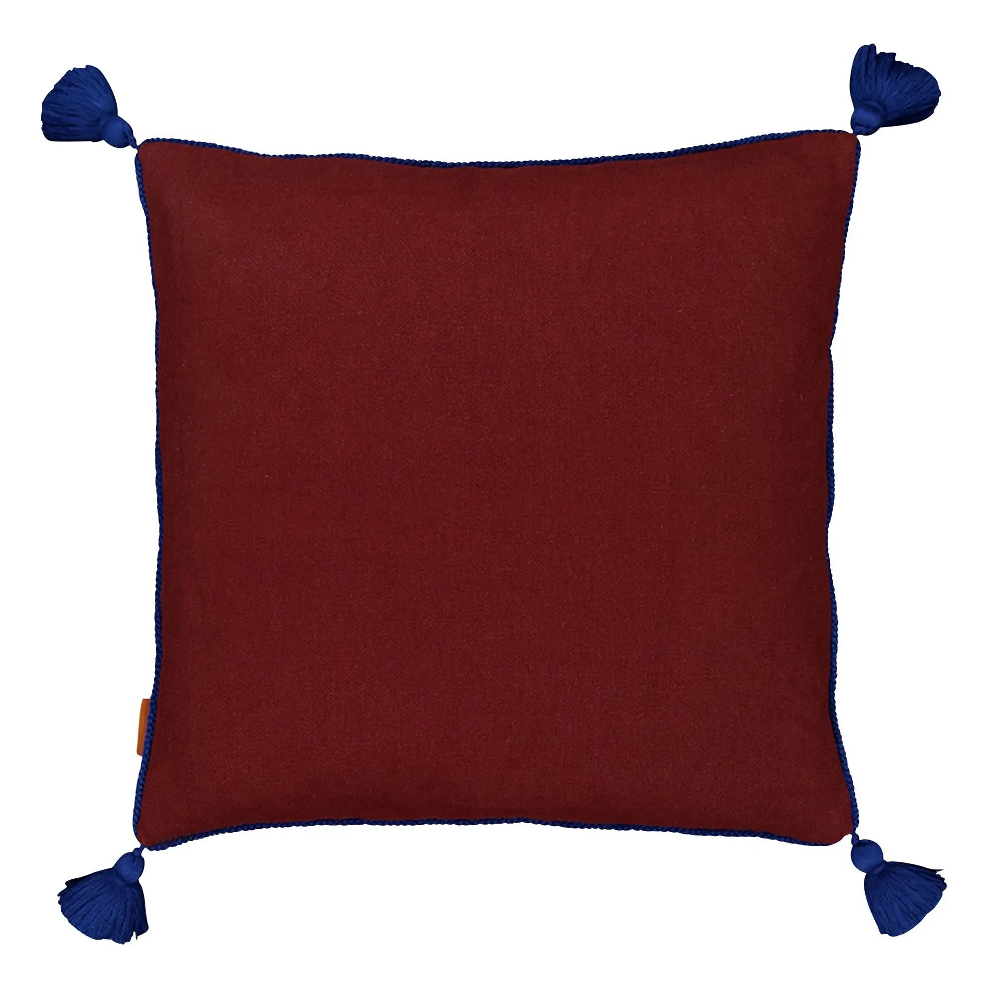 House of Capricorn - Viana Pom-Pom Embroidered Linen Pillow | Burgundy