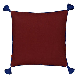 House of Capricorn - Viana Pom-Pom Embroidered Linen Pillow | Burgundy