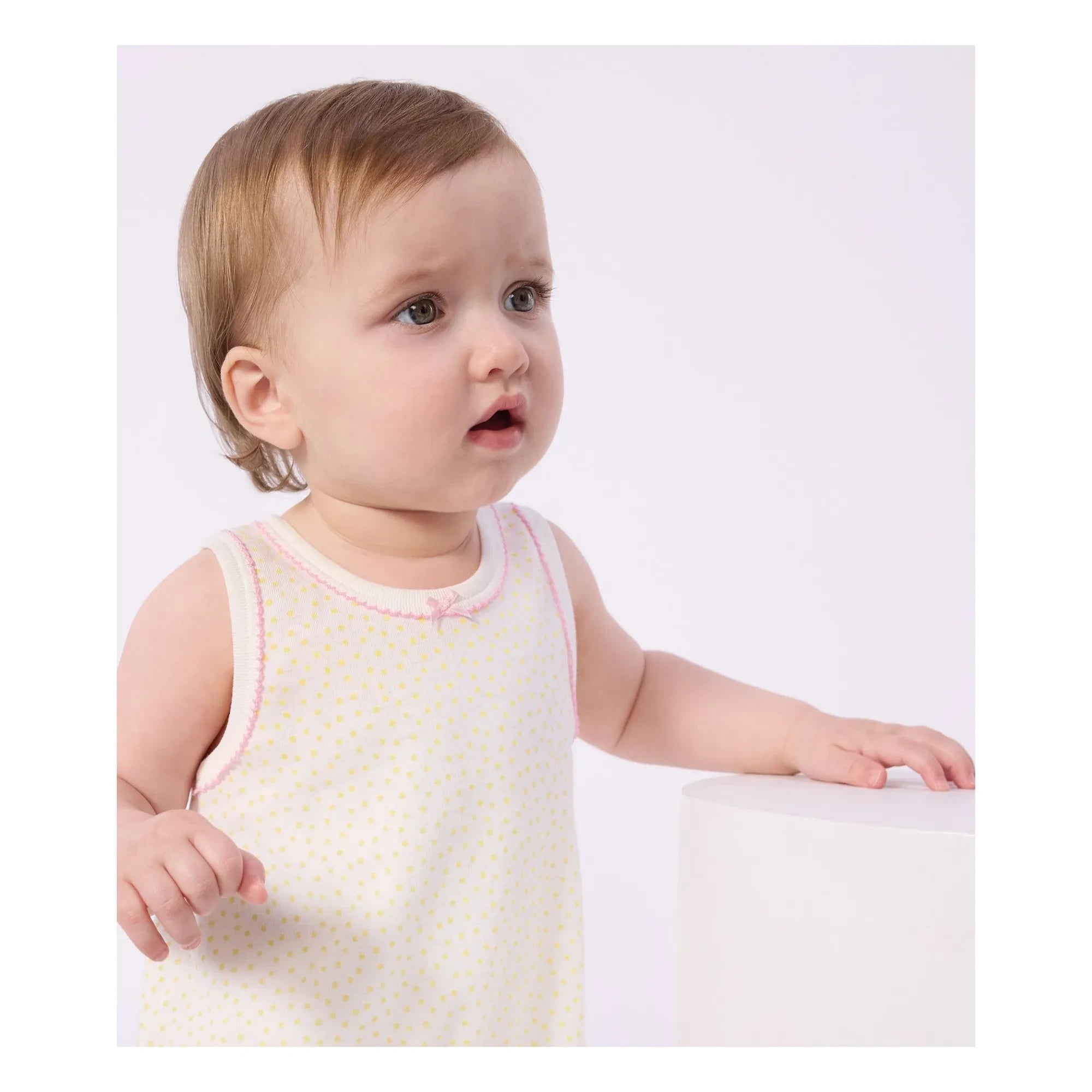 Petit Bateau - Polka Dot Pajama Romper | White