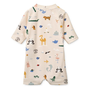 Liewood - Thor Animal UV Protection Swimsuit Recycled Fibers | Beige
