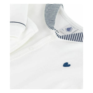 Petit Bateau - Striped Collar Organic Cotton Pajamas | White