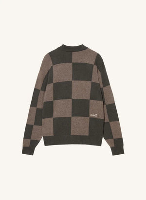 Pompeii - Green Checked Polo Cardigan