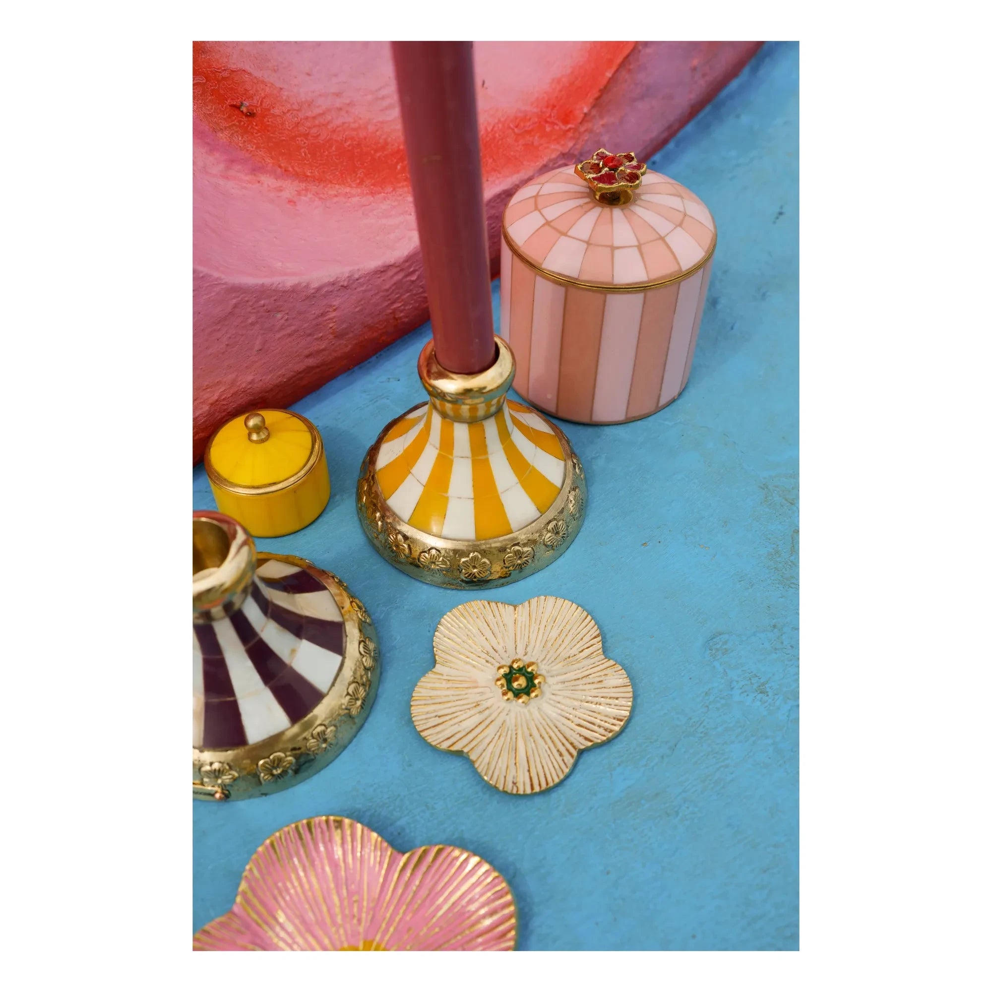 Doing Goods - Sanya Brass Candle Holder | Yellow