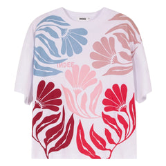 Indee - Villareal T-shirt Flowers | White