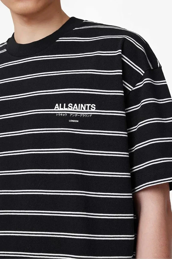 AllSaints erkek pamuklu UNDERGRND STRIPE SS tişört
