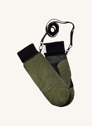 Fudoon - Convertible Gloves, Haki Velvet | Haki