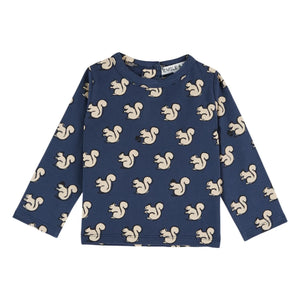 Emile et Ida - Squirrels Organic Cotton T-Shirt | Night Blue