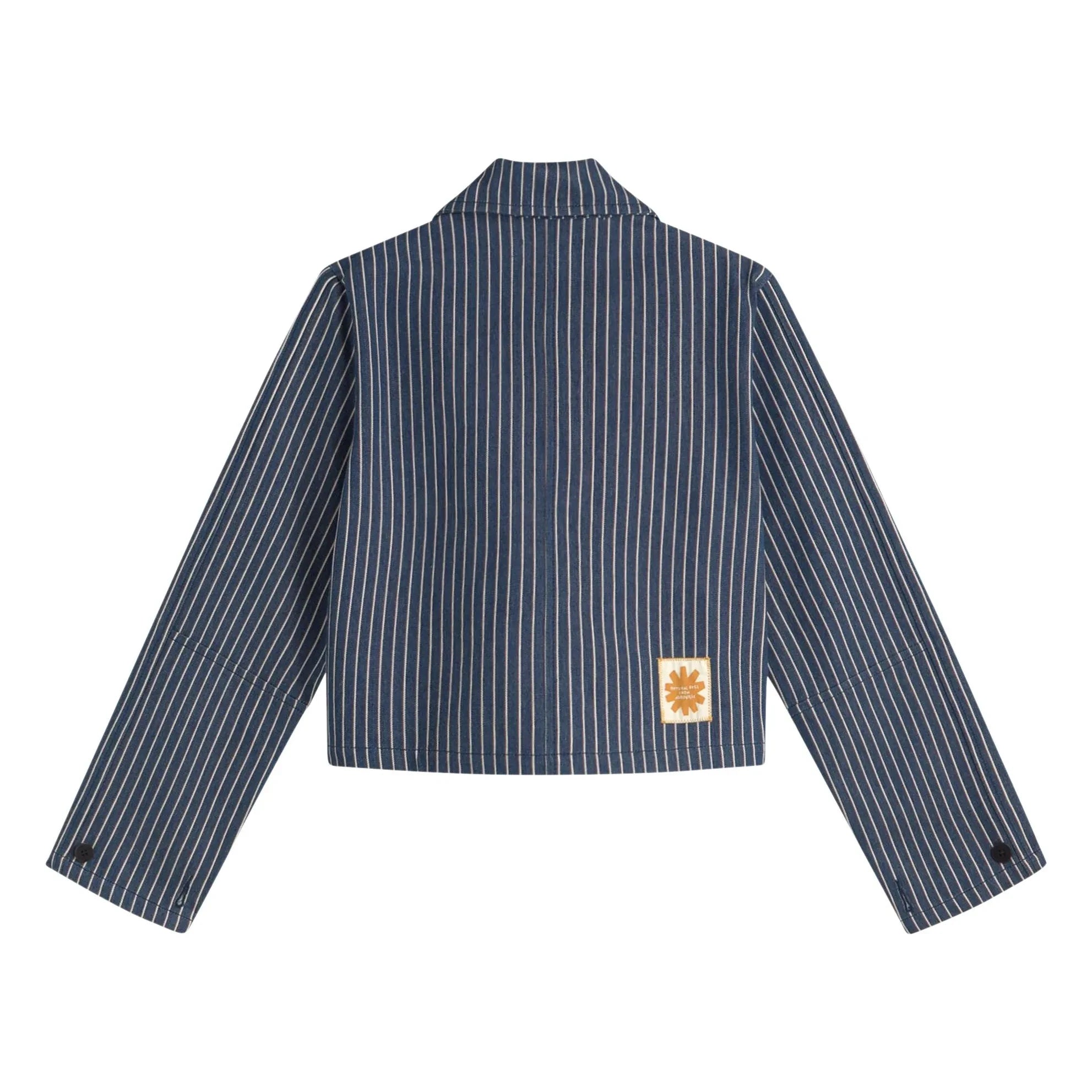 Thinking Mu - Astrid Striped Organic Cotton Jacket | Gray Blue