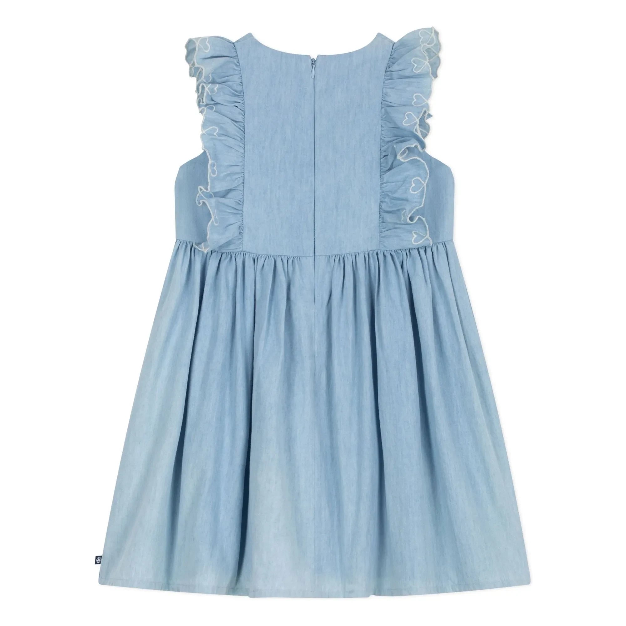 Petit Bateau - Blue Chambray Ruffled Dress