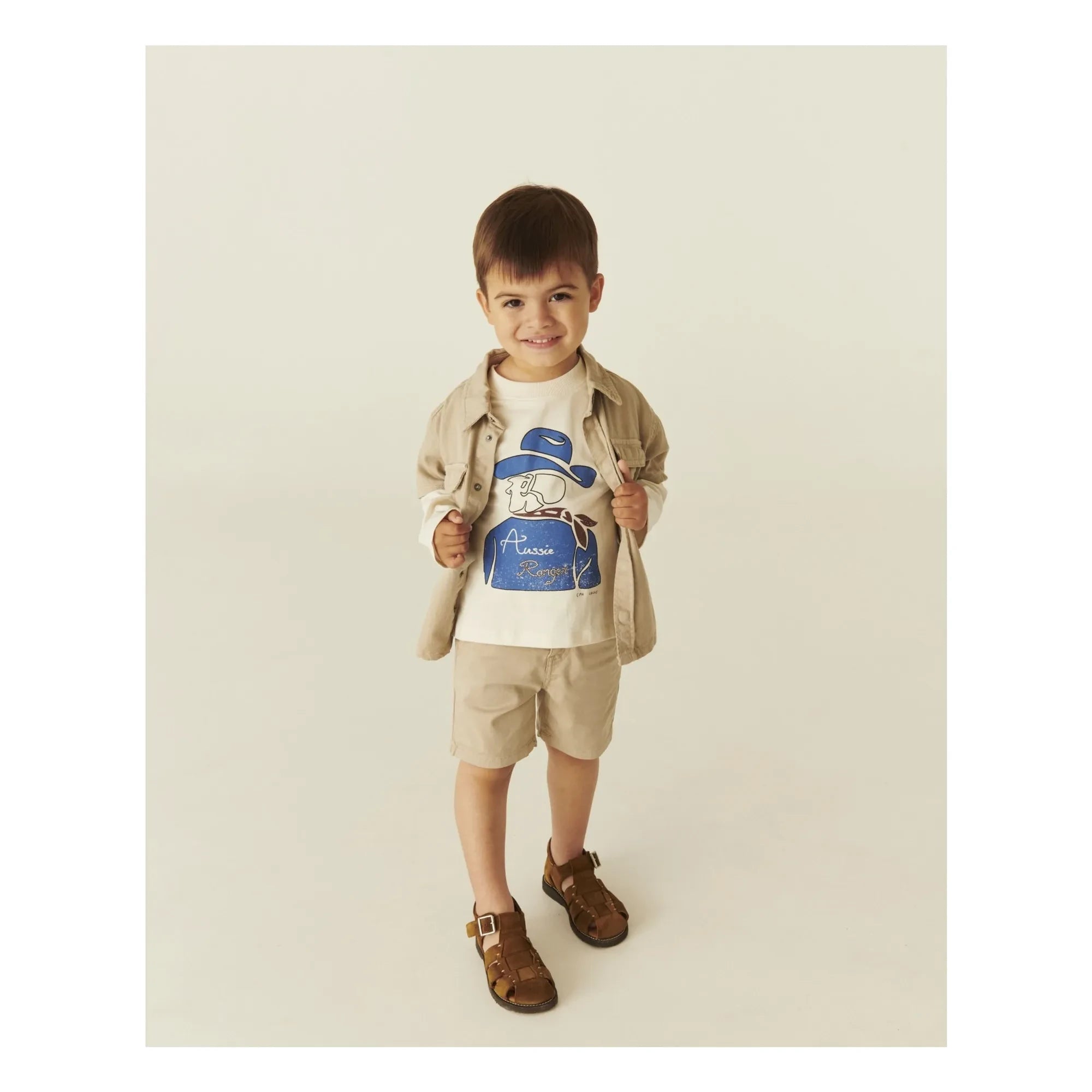 Copenhagen Colors - Organic cotton twill hemline shorts | Beige