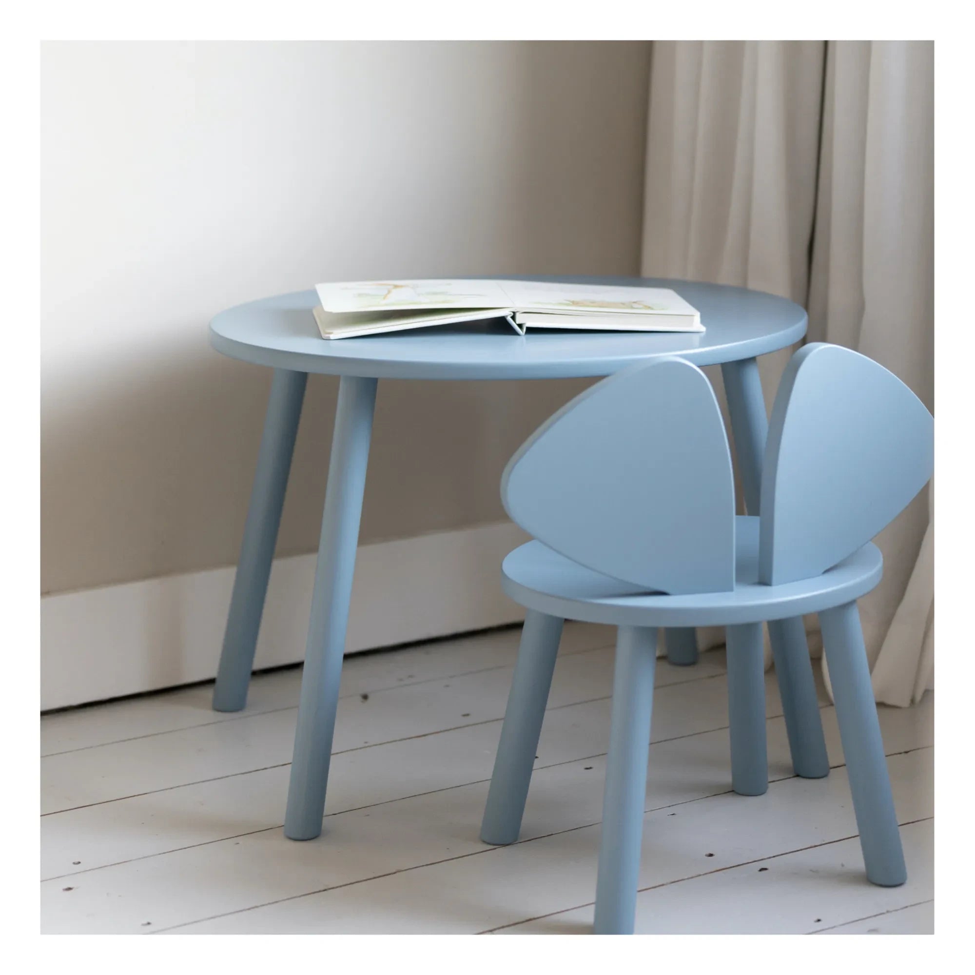Nofred - Birch Mouse Table and Chair | Light Blue