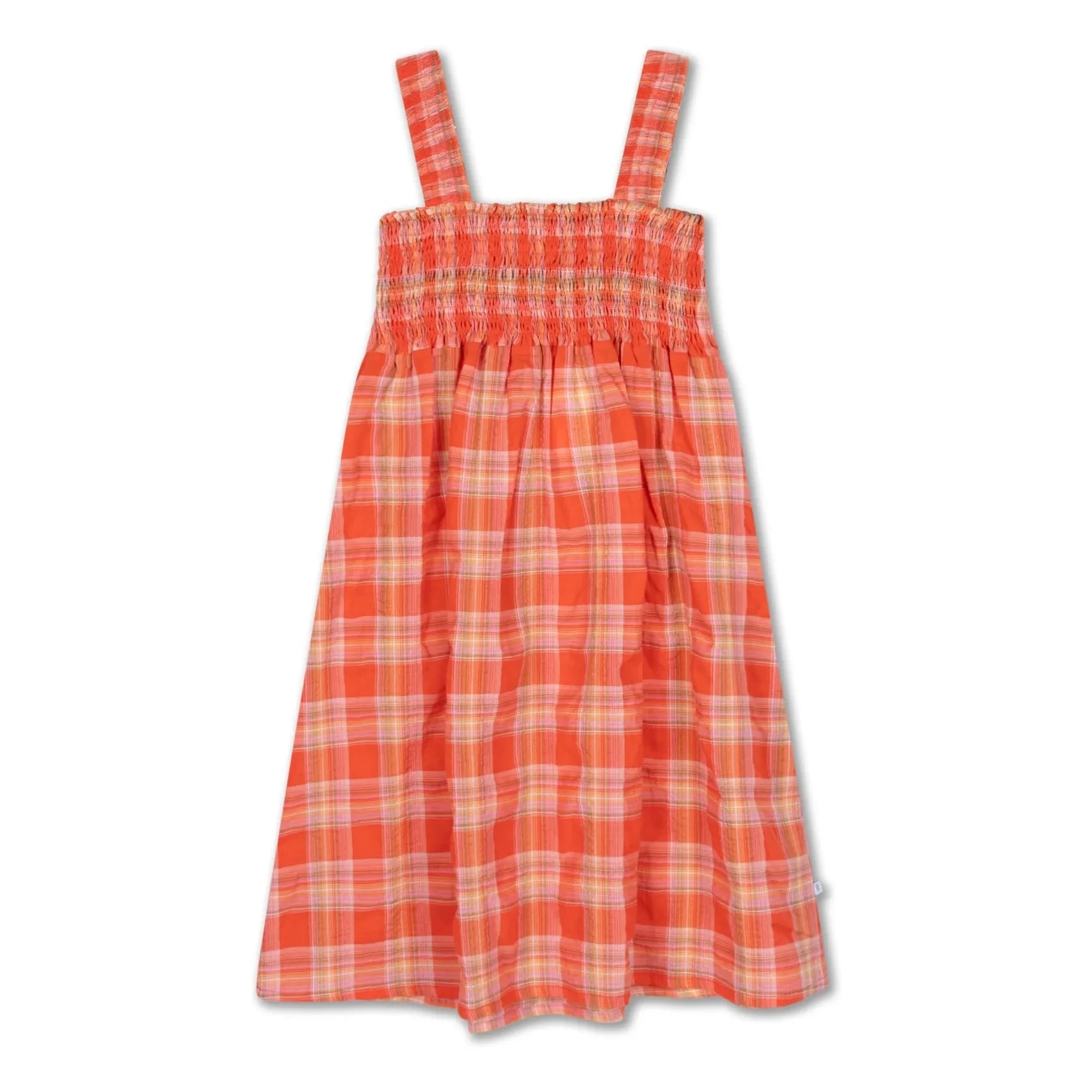 Repose AMS - Carreaux Smocked Dress | Coral