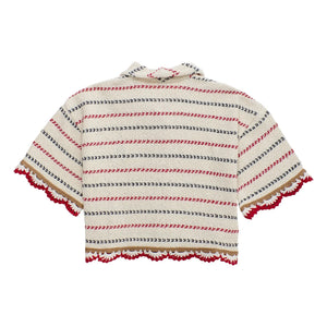 Maison Mangostan - Striped Mesh Shirt | Ecru