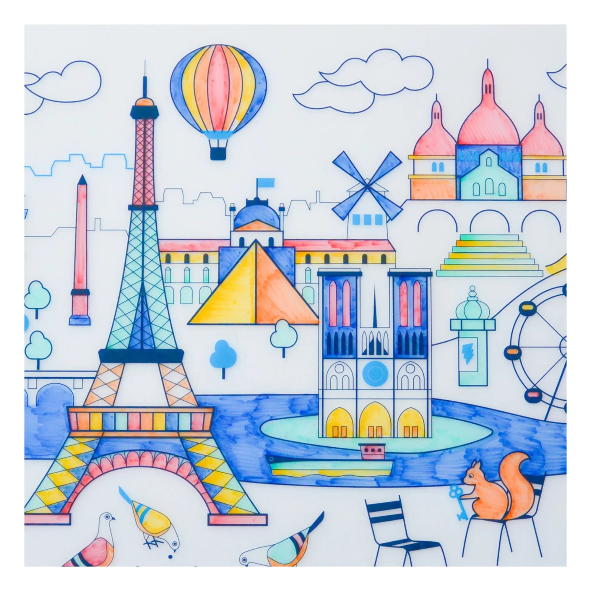 Superpetit - Paris Coloring Placemats with Bracelet and 5 Markers