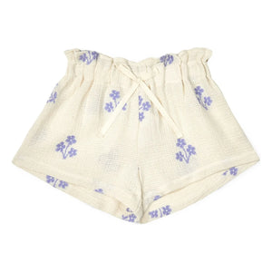 Mipounet - Sandrine Organic Cotton Floral Shorts | Ecru