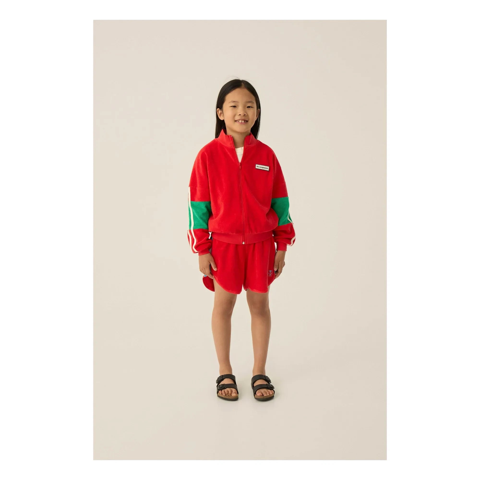 The Campamento - Color Blocked Fleece Zip-Up Sweatshirt | Red