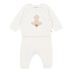 Petit Bateau - Organik pamuklu triko kazak ve pantolon takımı | Ekru