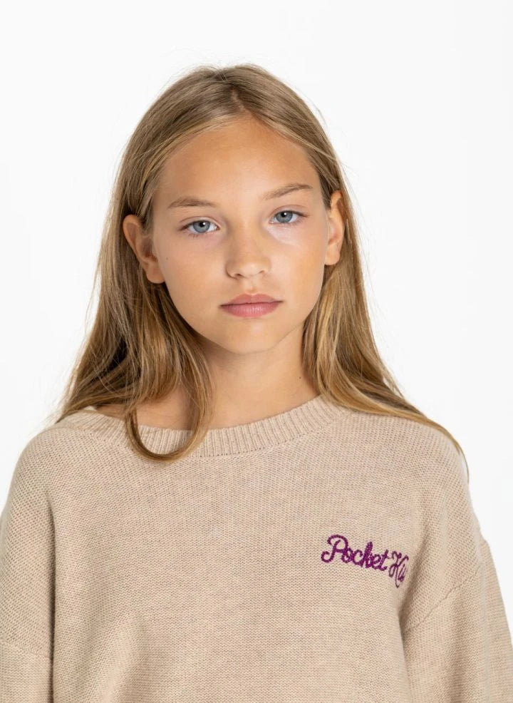 Smallable Kid - Shelly Pocket Kiss Wool Sweater | Cream