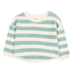 Búho - Striped Organic Cotton Baby Sweatshirt | Green Tea