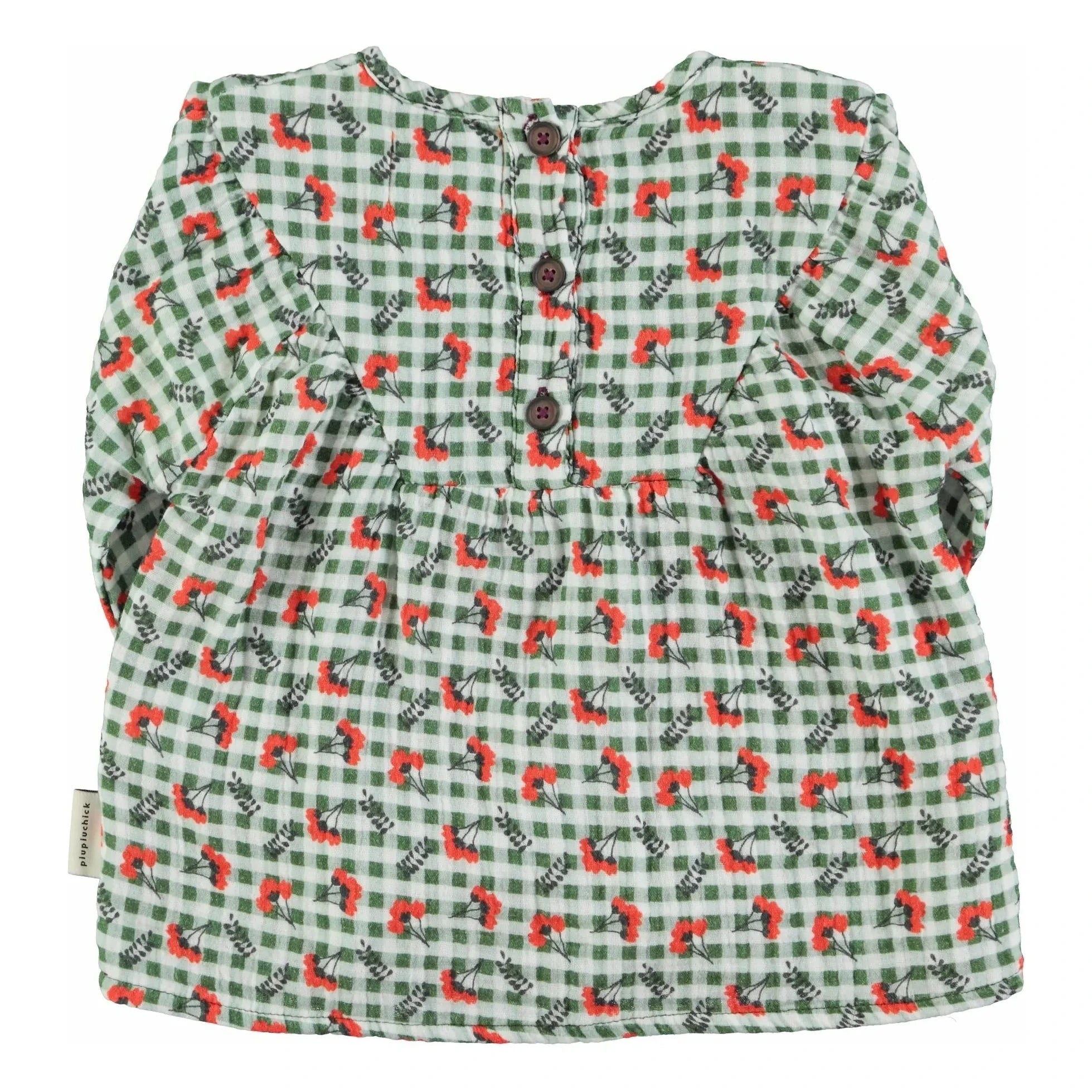 Piupiuchick - Checkered Floral Blouse | Green