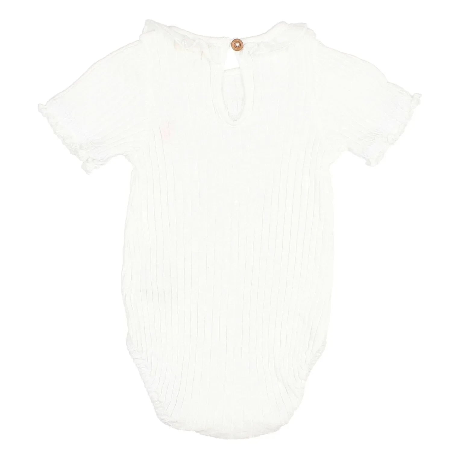 Búho - Ribbed Ruffled Organic Cotton Bodysuit | White