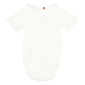 Búho - Ribbed Ruffled Organic Cotton Bodysuit | White