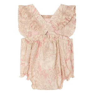Bonpoint - Lakiss Fleurie Organic Cotton Gathered Romper | Light Pink