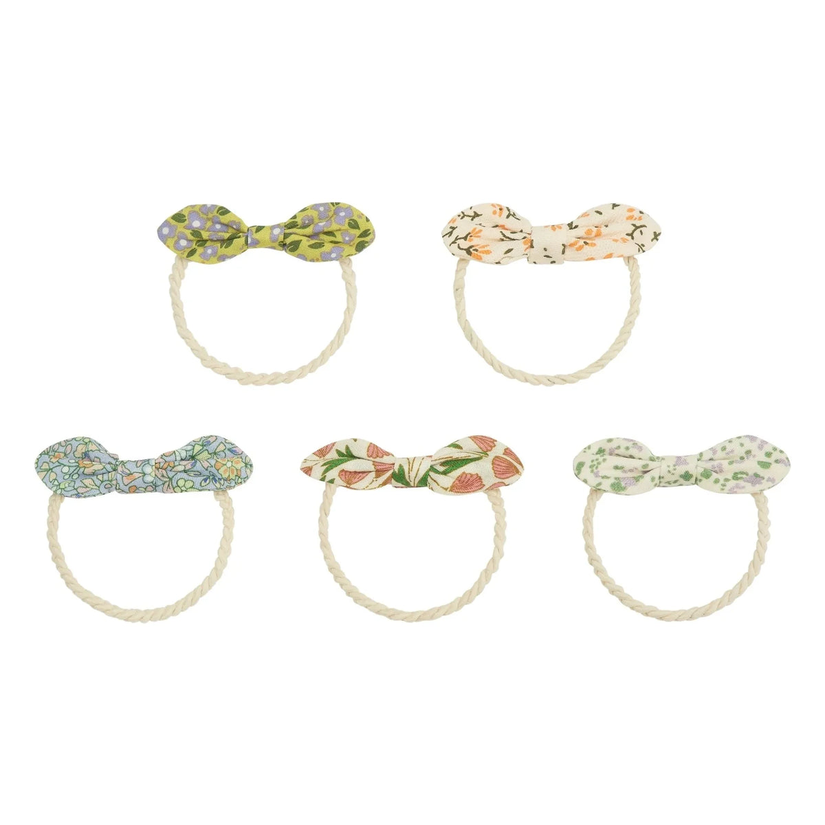 Mimi & Lula - 5 Floral Knotted Elastic Hair Tie Set | Ivory