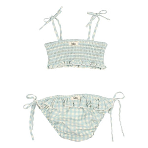 Búho - Vichy Seersucker Organic Cotton Swimsuit | Aqua