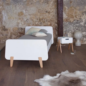 Laurette - Natural Wooden MM Bed with Legs | White