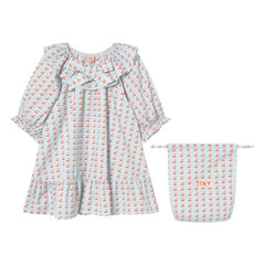 Tinycottons - Cherry Ruffled Dress | Ice Blue