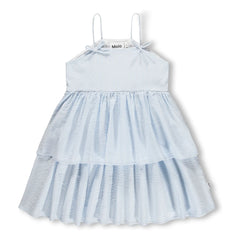 Molo - Striped Chelsea Ruffle Dress Organic cotton | Light blue