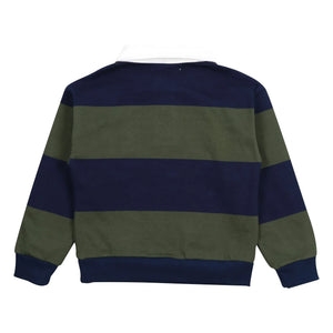 the new society - Tomas Organic Cotton Striped Polo T-Shirt | Navy