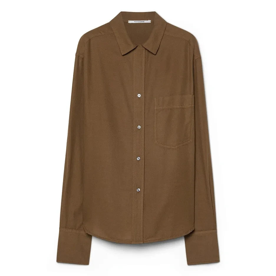 Pomandère - Cotton and Wool Shirt | Brown