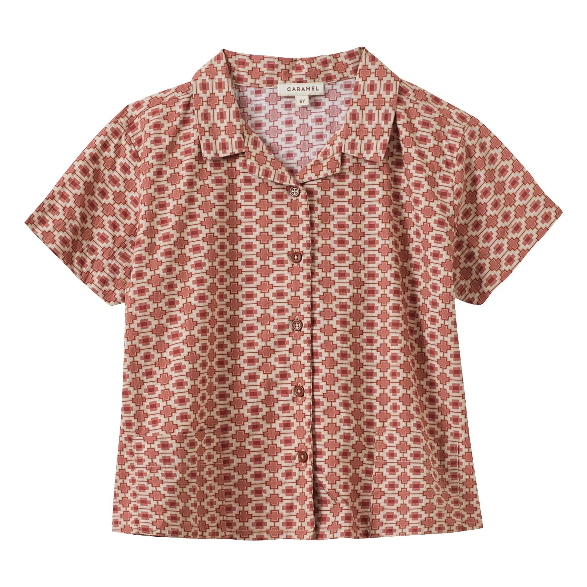 Caramel - Geometric Bamboo Shirt | Brick Red