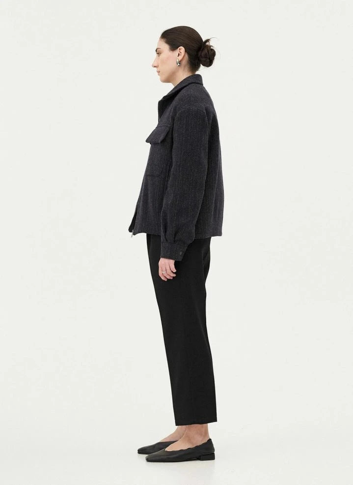 Noyoco - Kinsale Houndstooth Recycled Wool Jacket | Navy