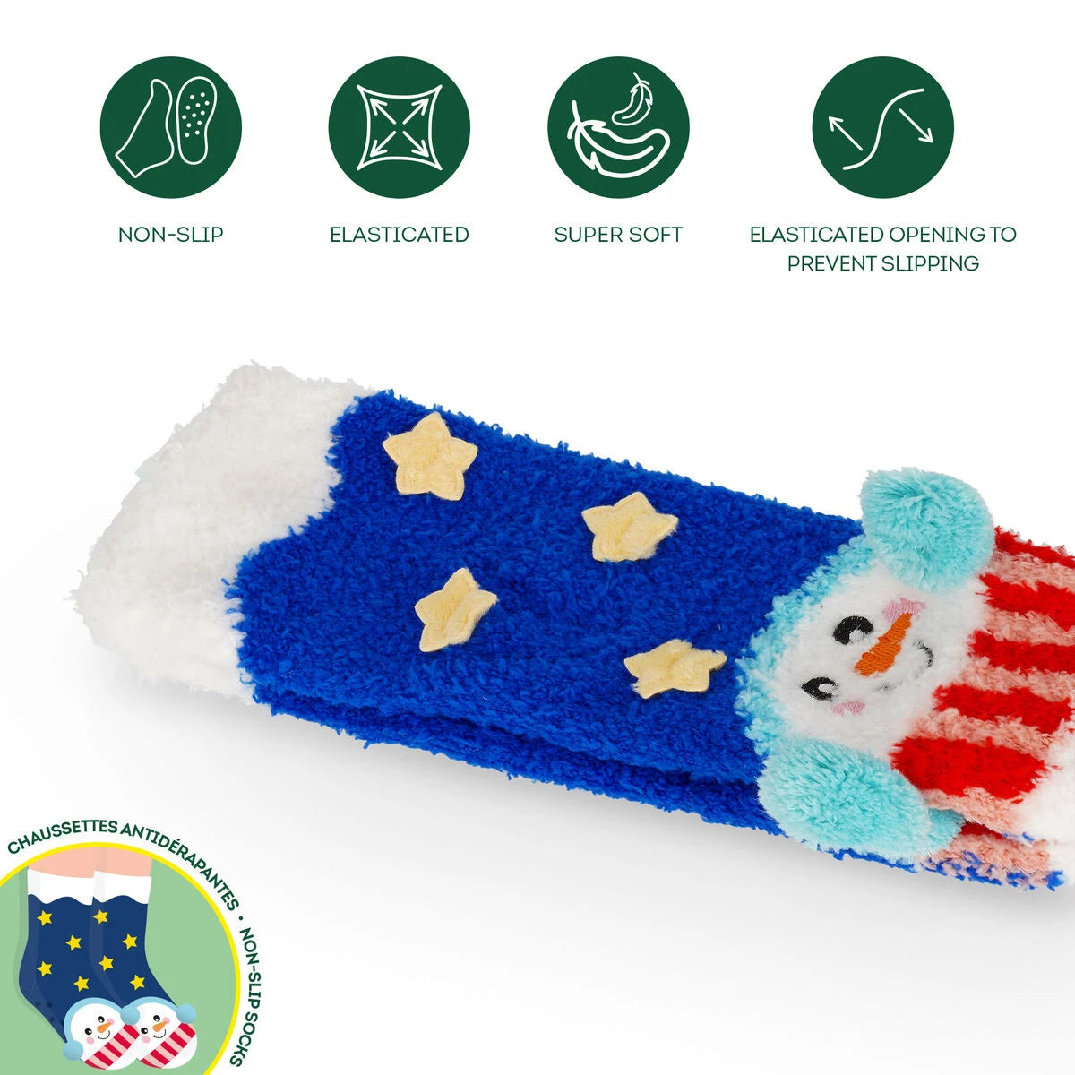 Legami - Kids' Christmas Slipper Socks Snowmen - A Perfect Fit!