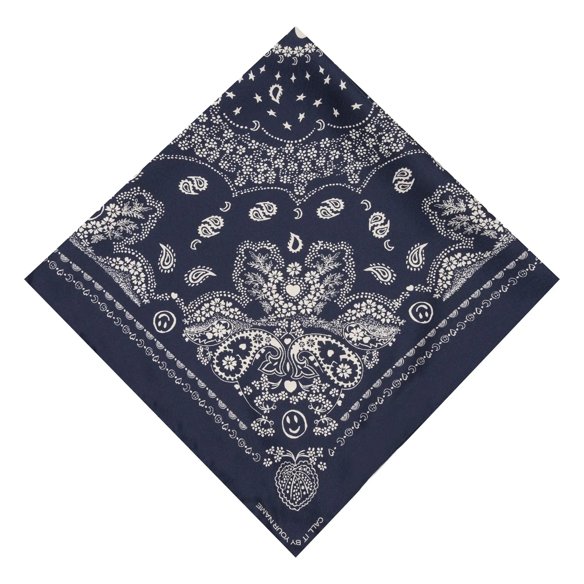 Call it by your name - Small Silk Bandana | Navy Blue