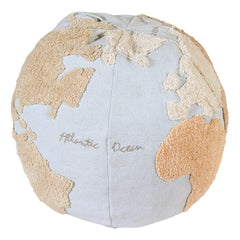 Lorena Canals - World Map Pouf | Light Blue
