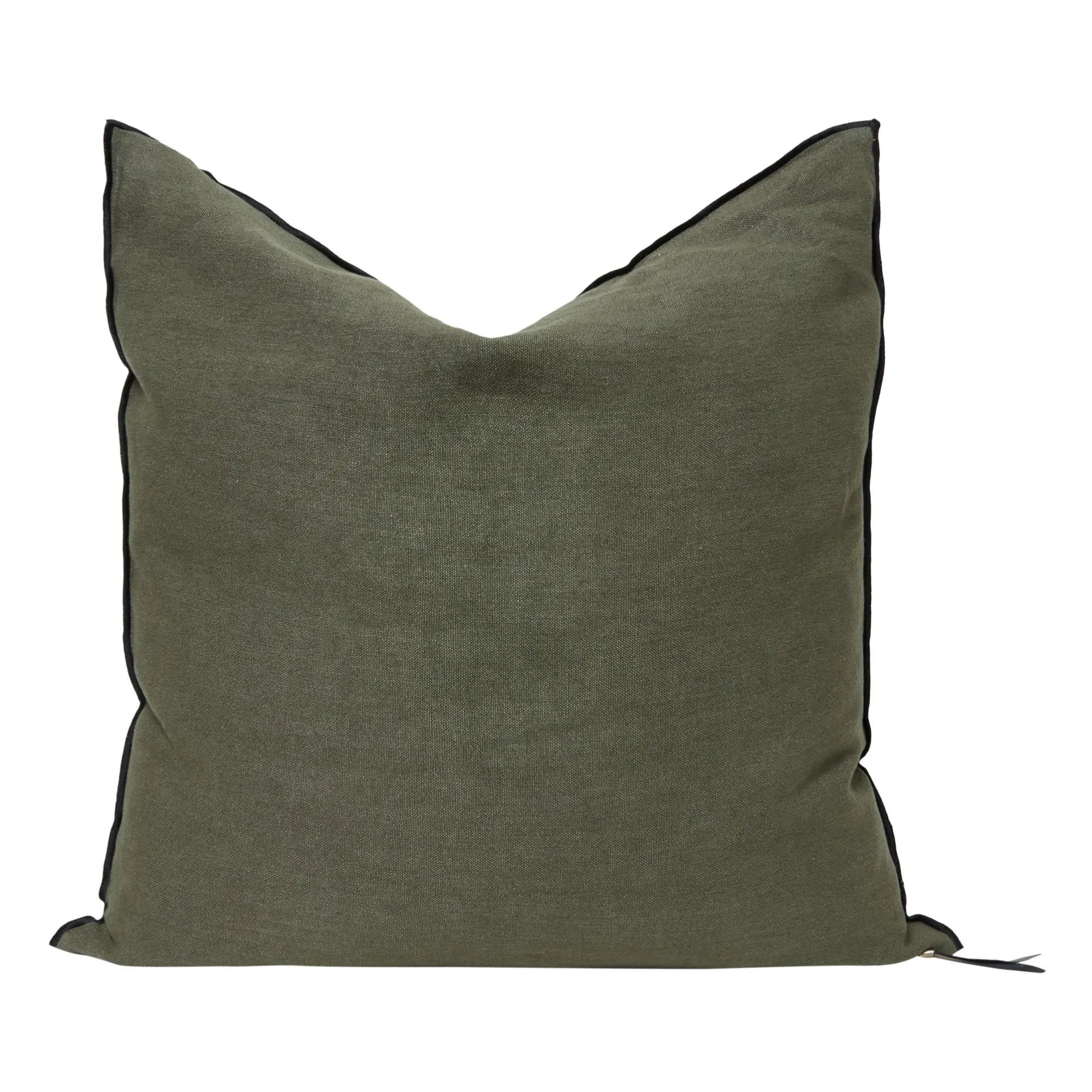 Maison de Vacances - Vice Versa Black Stripe Stone-Washed Linen Pillow | Crocodile