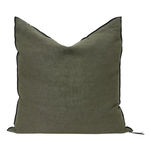 Maison de Vacances - Vice Versa Black Stripe Stone-Washed Linen Pillow | Crocodile