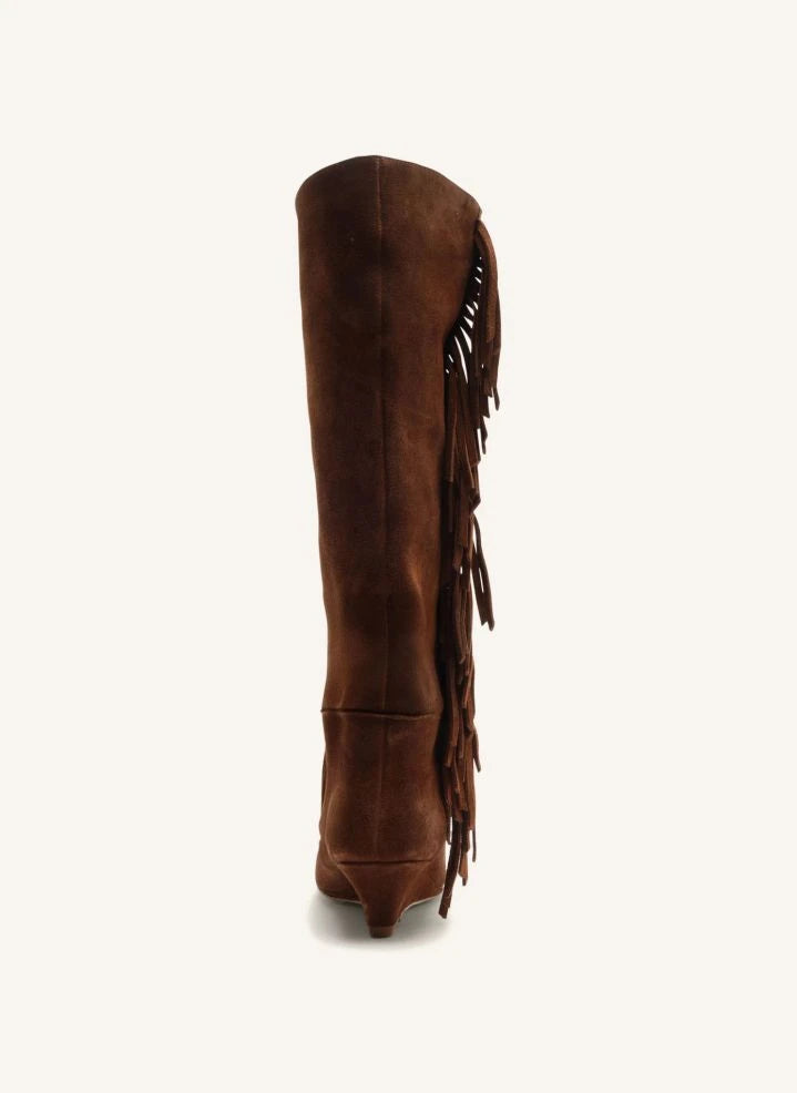 Farm Rio - Boho Tassel Wedge Suede Boot | Brown